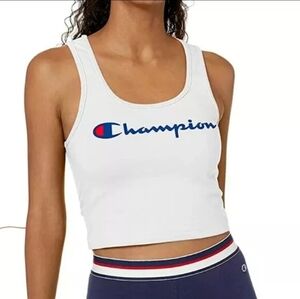 Champion White Logo Print Graphic Racerback Tank Top Women's Size 2XL NWOT